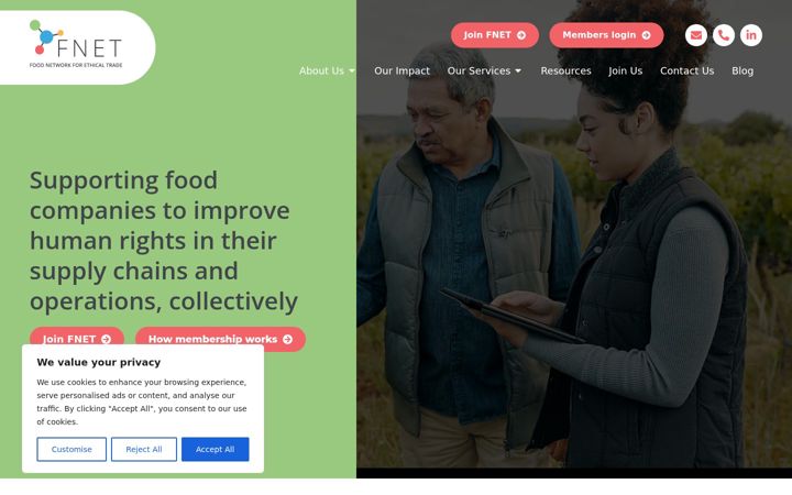 Screenshot of foodnetworkforethicaltrade.com