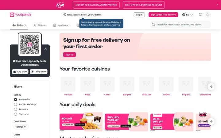 Screenshot of foodpanda.ph