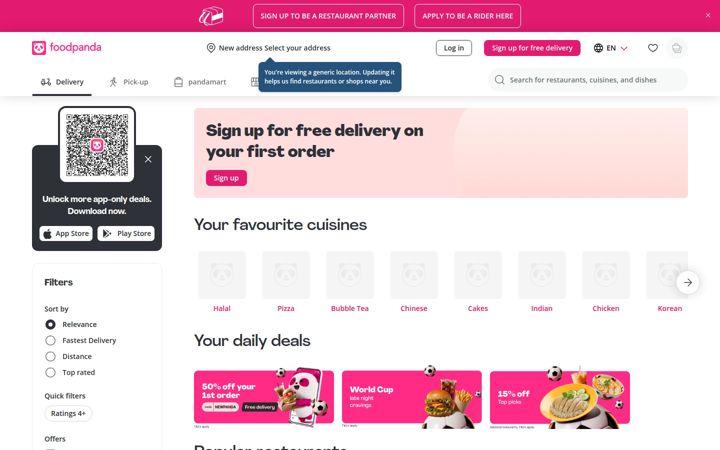 Screenshot of foodpanda.sg