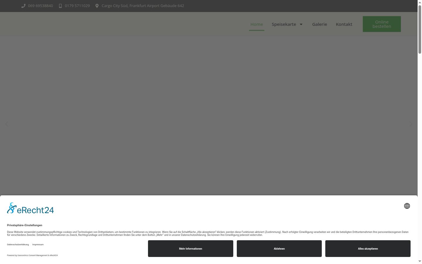 Screenshot des Einwilligungsbanners vor jeglicher Interaktion