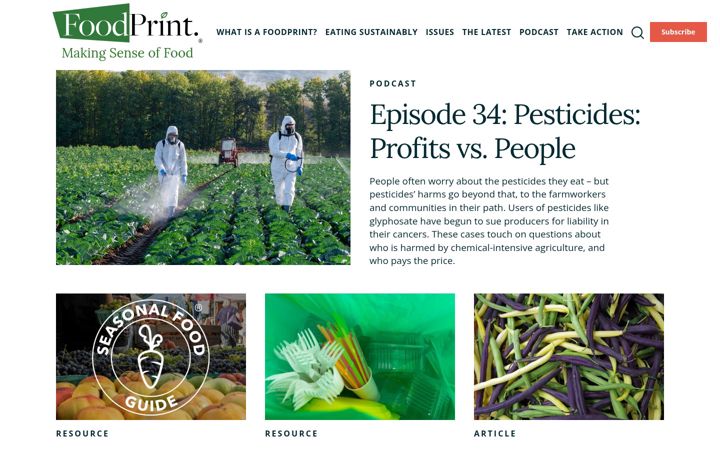 Screenshot of foodprint.org