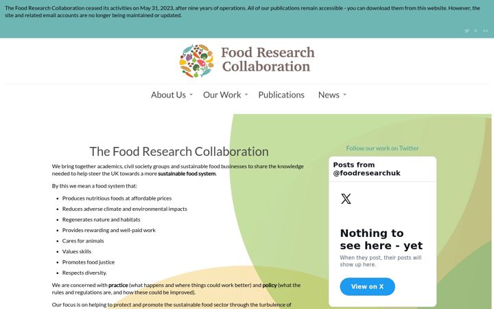 Screenshot ta' foodresearch.org.uk
