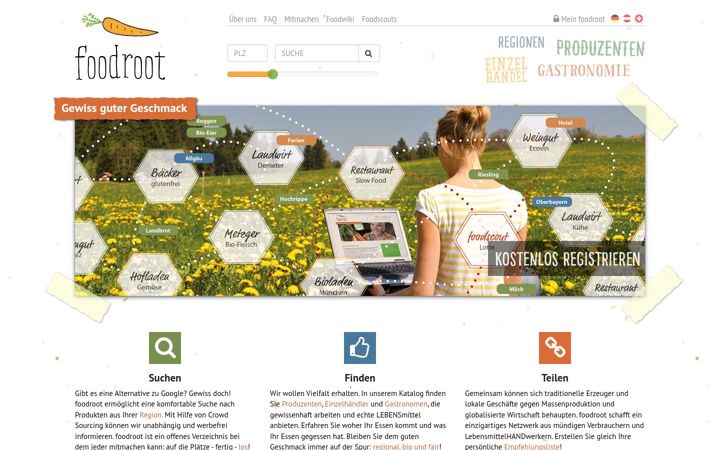 Screenshot ta' foodroot.de