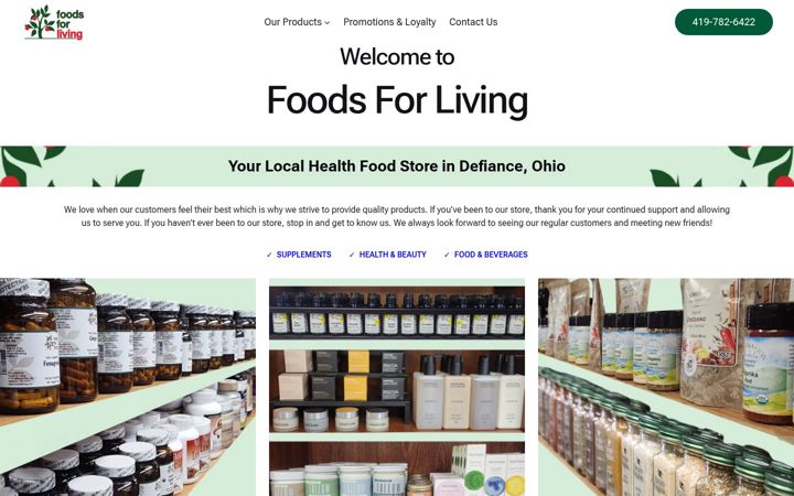 Screenshot of foods4living.com