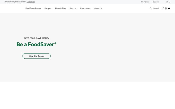 Snímek obrazovky foodsaver.com.au