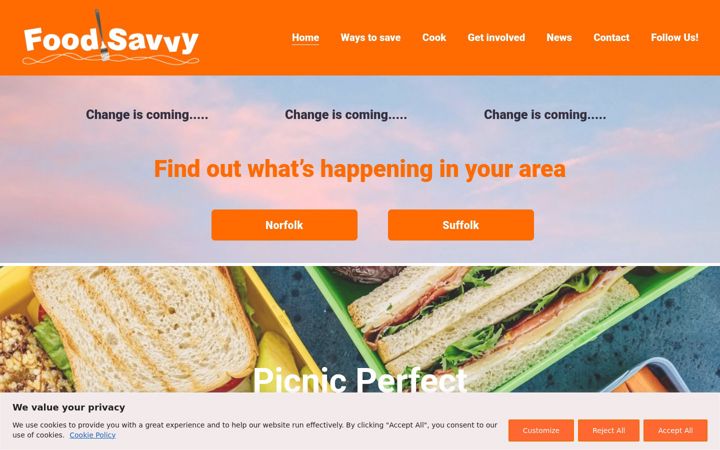 Screenshot ta' foodsavvy.org.uk