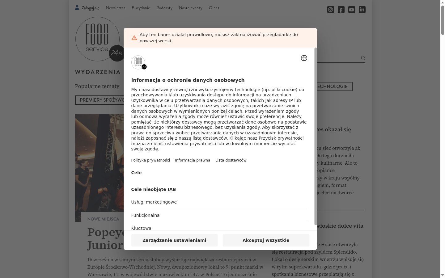 Snímek obrazovky baneru souhlasu zobrazeného před jakoukoli interakcí