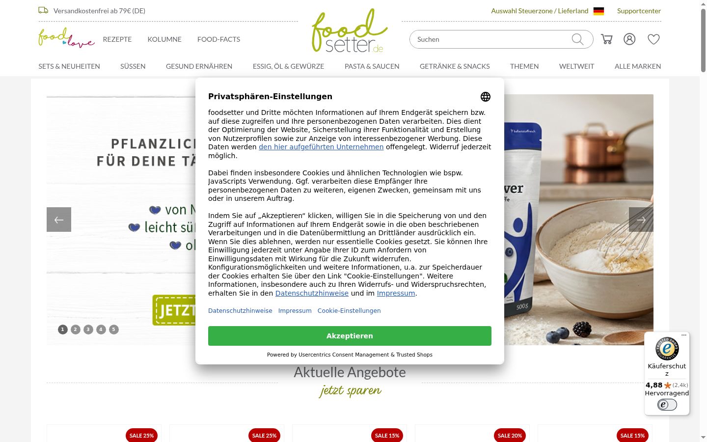 Zrzut ekranu banera zgody wyświetlanego przed jakąkolwiek interakcją