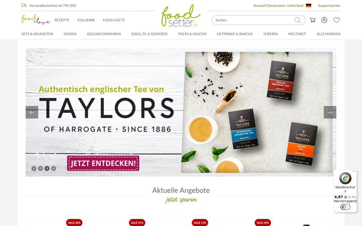 Screenshot ta' foodsetter.de