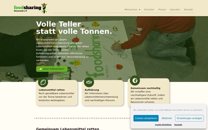 Screenshot of foodsharing-darmstadt.de