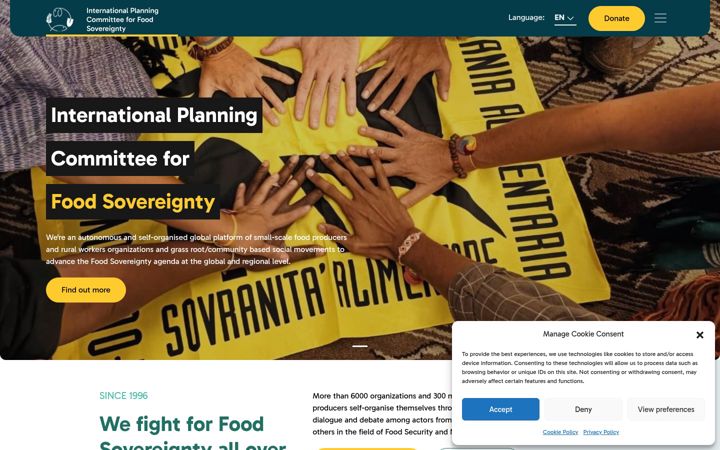 Screenshot of foodsovereignty.org