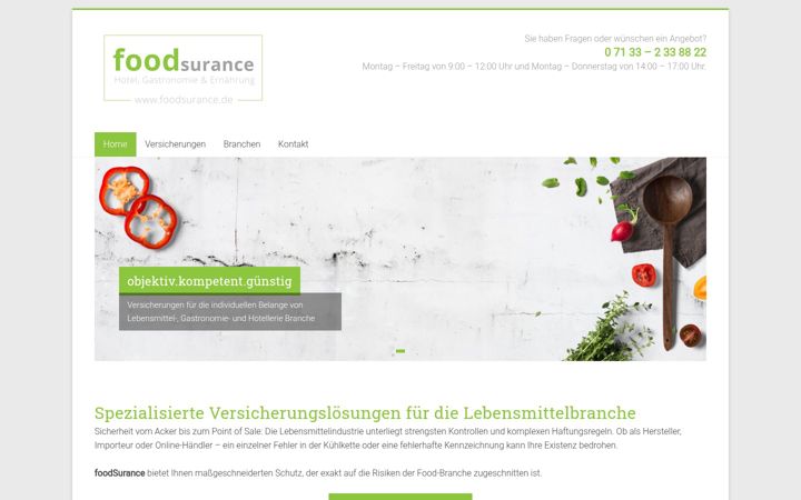 Screenshot ta' foodsurance.de