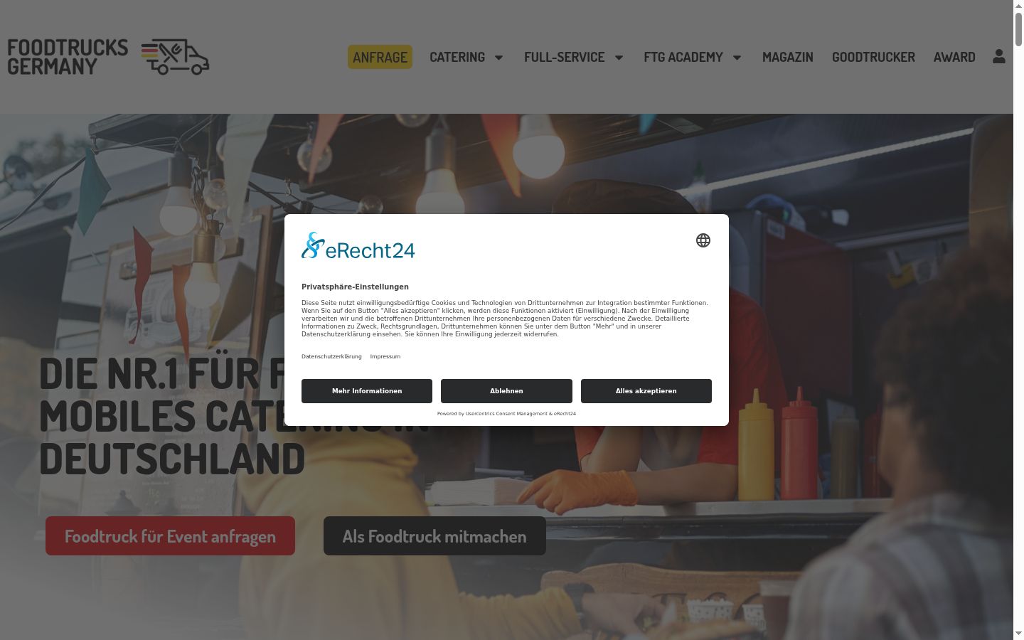 Screenshot del banner di consenso mostrato prima di qualsiasi interazione