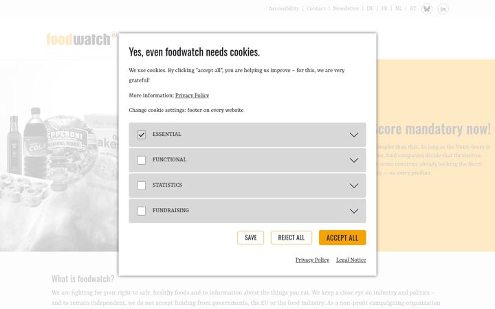 Screenshot of foodwatch.org