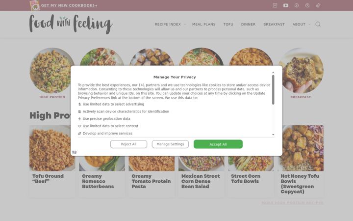Screenshot of foodwithfeeling.com