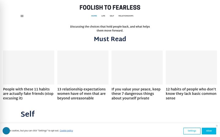 Screenshot of foolishtofearless.com