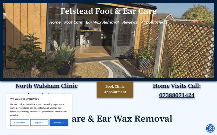 Screenshot ta' footandearcare.co.uk