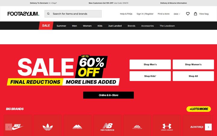Zrzut ekranu footasylum.com