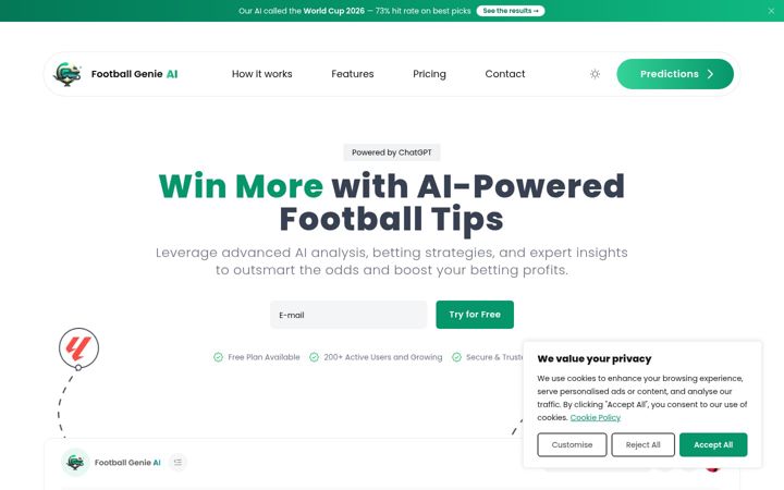 Screenshot of football-genie.com