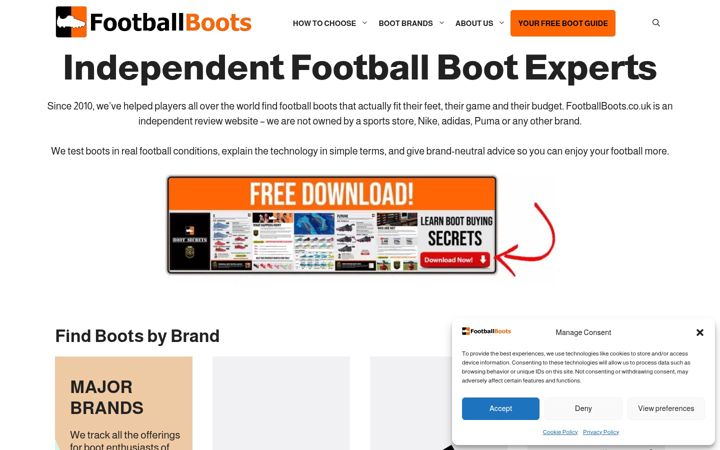 Screenshot ta' footballboots.co.uk