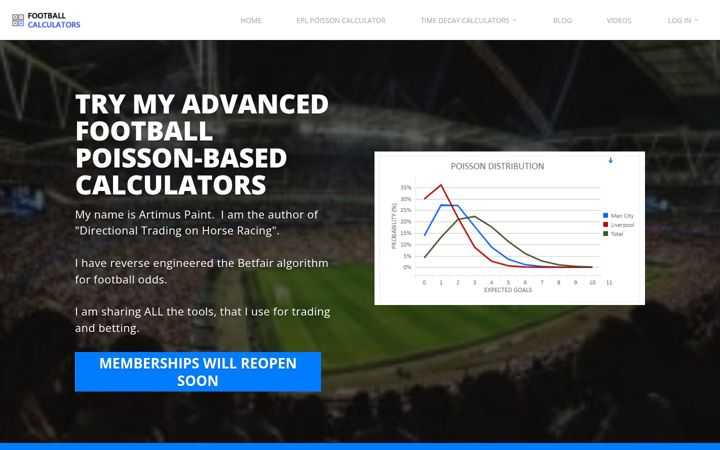 Screenshot of footballcalculators.co.uk