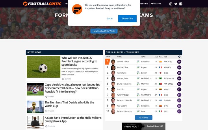 Screenshot of footballcritic.com