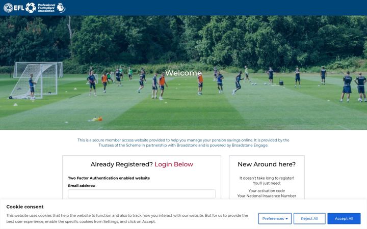 Screenshot of footballerspensions.com