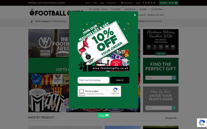 Screenshot ta' footballgifts.co.uk