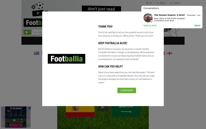 Screenshot of footballia.eu