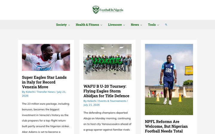Screenshot of footballinnigeria.com.ng