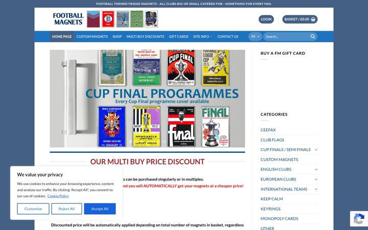Screenshot of footballmagnets.co.uk