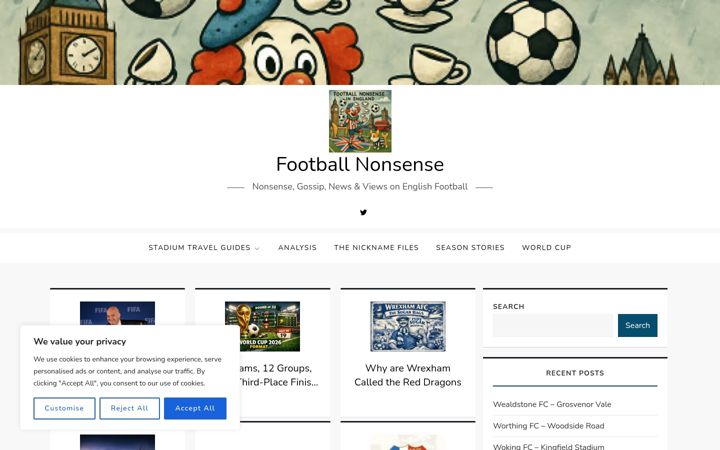Snímek obrazovky footballnonsense.co.uk