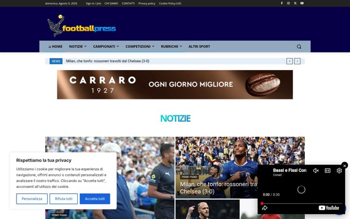 Snímek obrazovky footballpress.it
