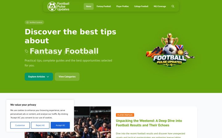 Screenshot of footballpulseupdates.com