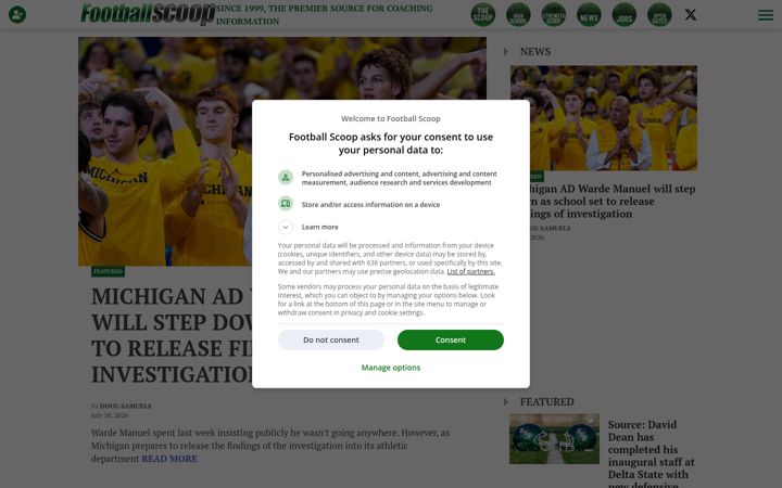 Screenshot of footballscoop.com