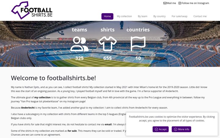 Screenshot of footballshirts.be
