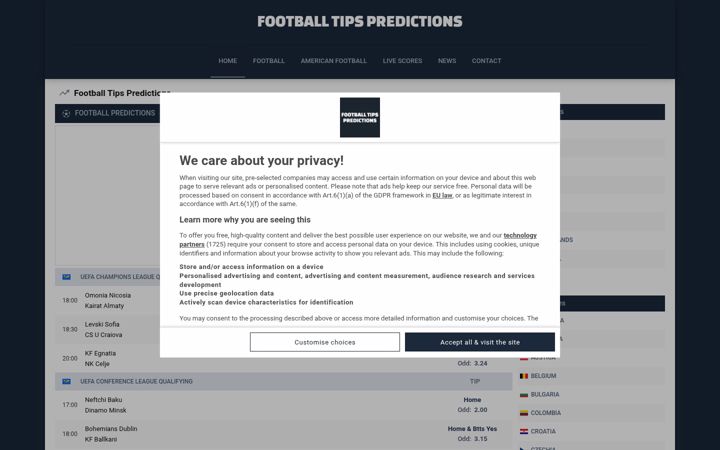 Screenshot of footballtipspredictions.com