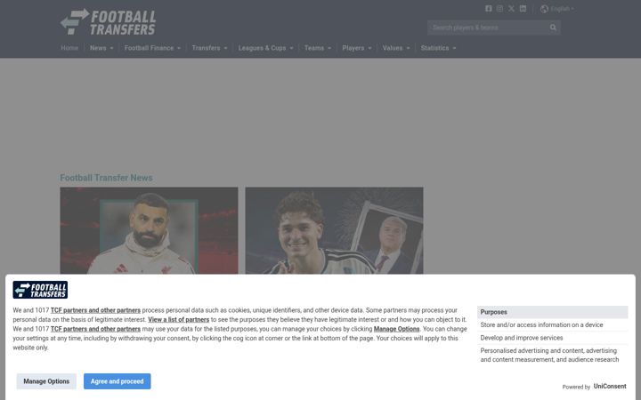 Capture d'écran de footballtransfers.com
