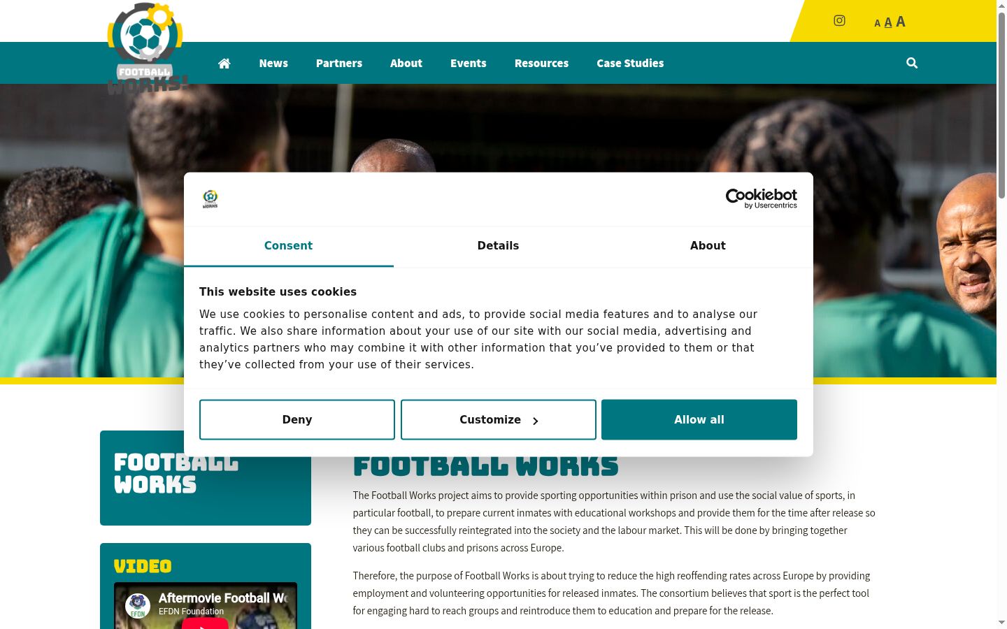 Screenshot del banner di consenso mostrato prima di qualsiasi interazione