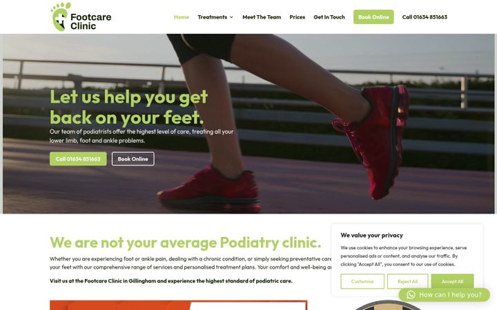 Screenshot of footcareclinic-kent.co.uk