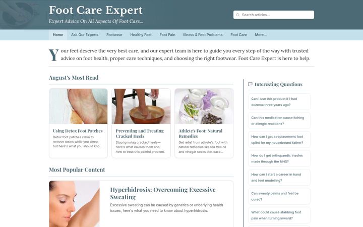 Screenshot of footcareexpert.co.uk