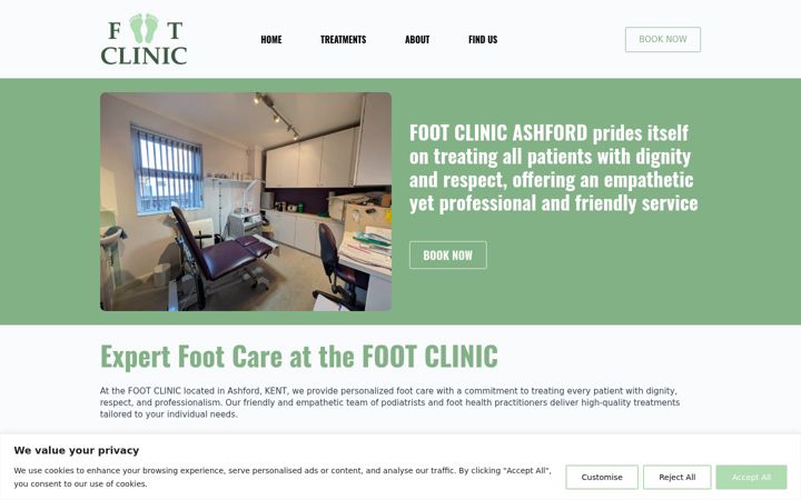 Snímek obrazovky footclinicashford.co.uk