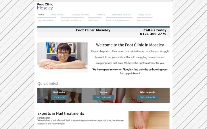 Snímek obrazovky footclinicmoseley.co.uk
