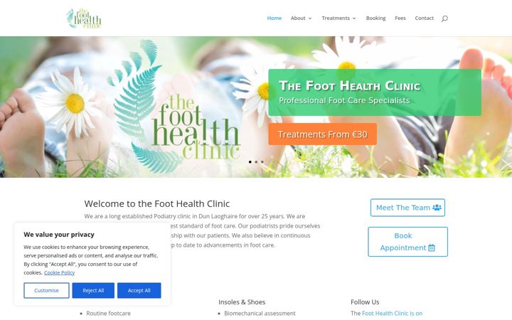 Screenshot of foothealthclinic.ie