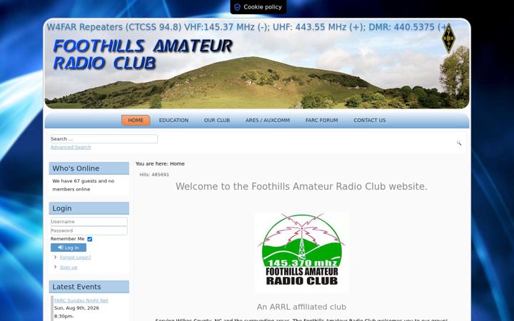 Screenshot of foothillsarc.org