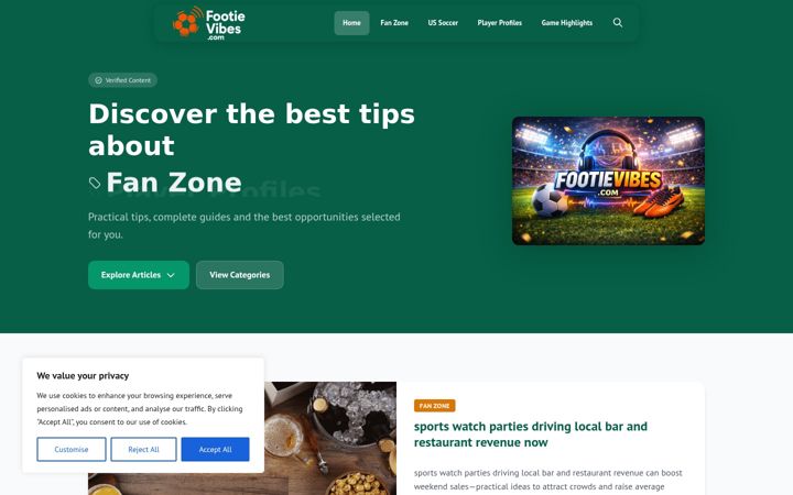 Screenshot of footievibes.com