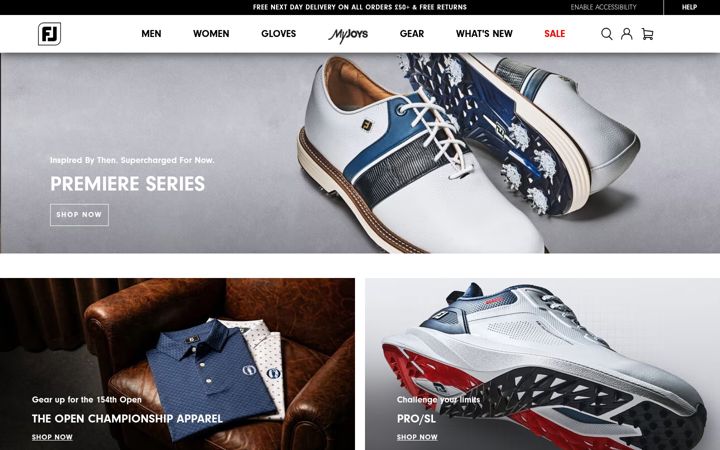 Screenshot ta' footjoy.co.uk