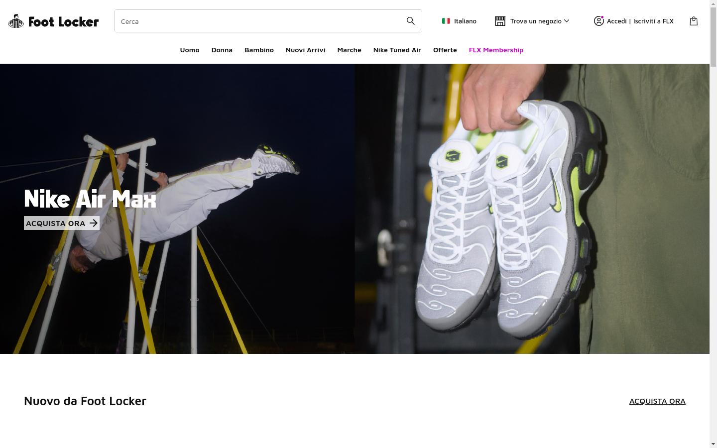 Screenshot of footlocker.it