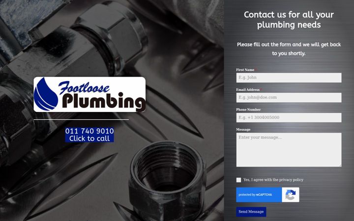 Ekrano kopija footlooseplumbing.co.za