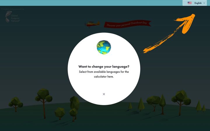 Screenshot of footprintcalculator.org